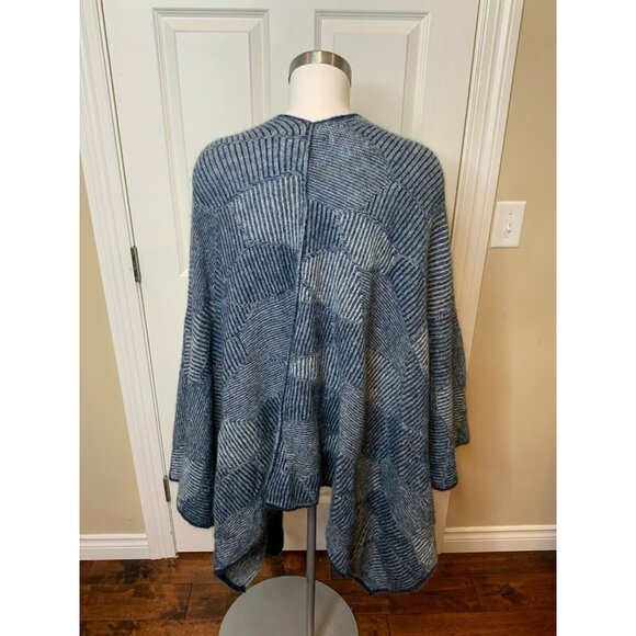 Sarah Pacini Blue Gray Striped Oversized Open Front Wrap Cardigan, One Size, NWT - Picture 4 of 5